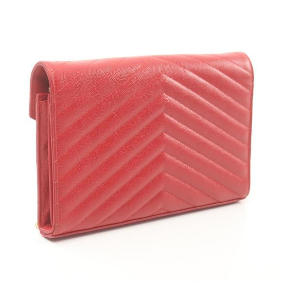 Saint Laurent Red Yves Shoulder Bag Leather - Picture 1 of 9